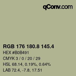 カラーコード: RGB 176 180.8 145.4 | qconv.com