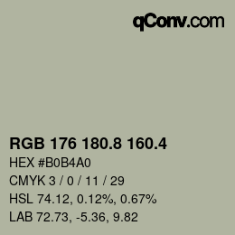 カラーコード: RGB 176 180.8 160.4 | qconv.com