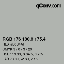 カラーコード: RGB 176 180.8 175.4 | qconv.com