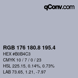 カラーコード: RGB 176 180.8 195.4 | qconv.com
