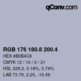 カラーコード: RGB 176 180.8 200.4 | qconv.com