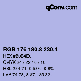 カラーコード: RGB 176 180.8 230.4 | qconv.com