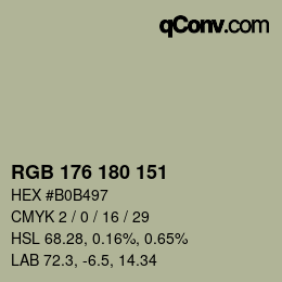 Code couleur: RGB 176 180 151 | qconv.com