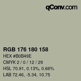 カラーコード: RGB 176 180 158 | qconv.com