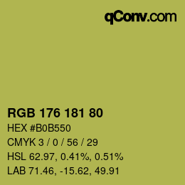 Color code: RGB 176 181 80 | qconv.com