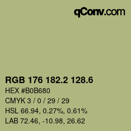 カラーコード: RGB 176 182.2 128.6 | qconv.com