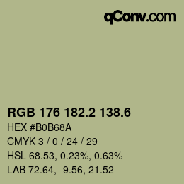 カラーコード: RGB 176 182.2 138.6 | qconv.com