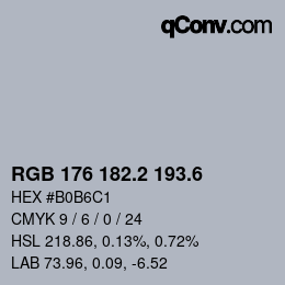 カラーコード: RGB 176 182.2 193.6 | qconv.com