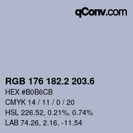 カラーコード: RGB 176 182.2 203.6 | qconv.com