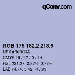カラーコード: RGB 176 182.2 218.6 | qconv.com