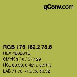 カラーコード: RGB 176 182.2 78.6 | qconv.com