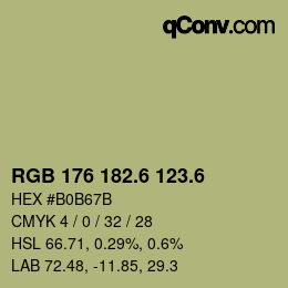 カラーコード: RGB 176 182.6 123.6 | qconv.com