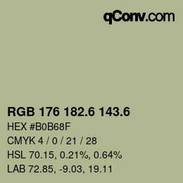 カラーコード: RGB 176 182.6 143.6 | qconv.com