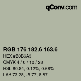 カラーコード: RGB 176 182.6 163.6 | qconv.com