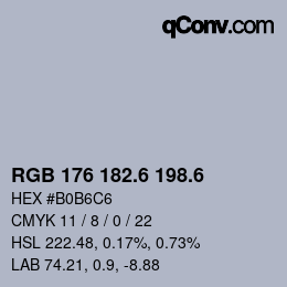 カラーコード: RGB 176 182.6 198.6 | qconv.com