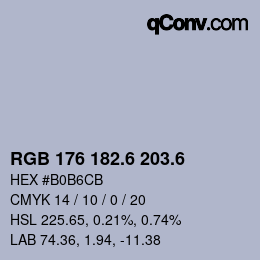 カラーコード: RGB 176 182.6 203.6 | qconv.com