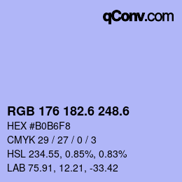 カラーコード: RGB 176 182.6 248.6 | qconv.com