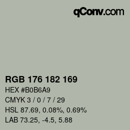 Color code: RGB 176 182 169 | qconv.com