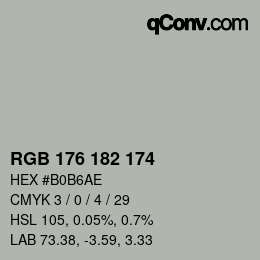 Color code: RGB 176 182 174 | qconv.com