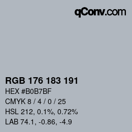 颜色代码: RGB 176 183 191 | qconv.com