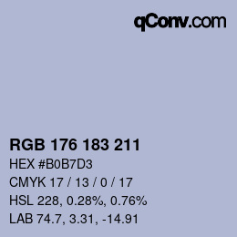 Código de color: RGB 176 183 211 | qconv.com