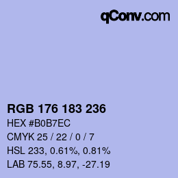 Color code: RGB 176 183 236 | qconv.com
