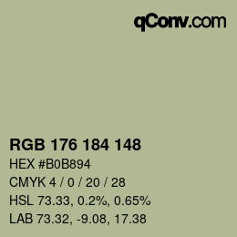 颜色代码: RGB 176 184 148 | qconv.com
