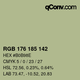 Color code: RGB 176 185 142 | qconv.com