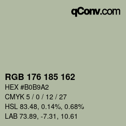 Color code: RGB 176 185 162 | qconv.com