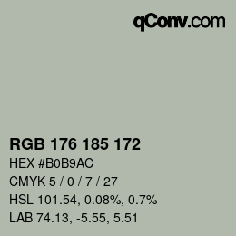 カラーコード: RGB 176 185 172 | qconv.com