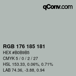 颜色代码: RGB 176 185 181 | qconv.com