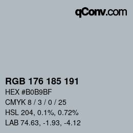 颜色代码: RGB 176 185 191 | qconv.com