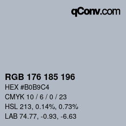 Color code: RGB 176 185 196 | qconv.com
