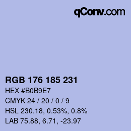 Color code: RGB 176 185 231 | qconv.com