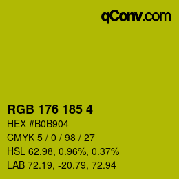 Color code: RGB 176 185 4 | qconv.com