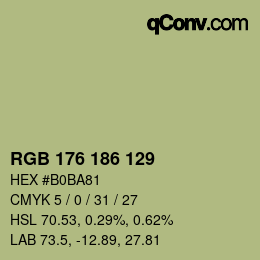 Color code: RGB 176 186 129 | qconv.com