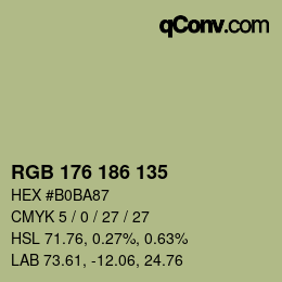 Color code: RGB 176 186 135 | qconv.com