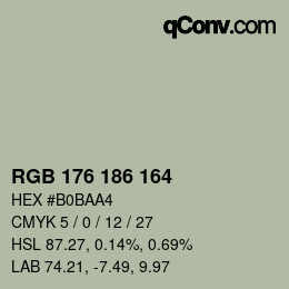 Color code: RGB 176 186 164 | qconv.com