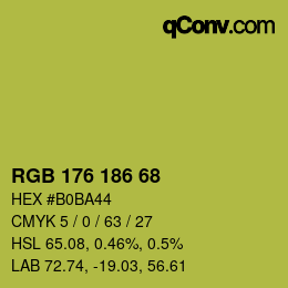 Color code: RGB 176 186 68 | qconv.com