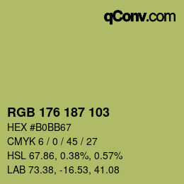 Color code: RGB 176 187 103 | qconv.com