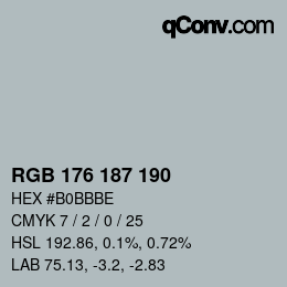 Color code: RGB 176 187 190 | qconv.com