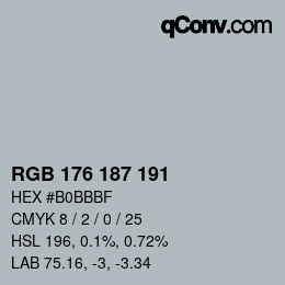 Color code: RGB 176 187 191 | qconv.com