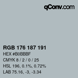 Color code: RGB 176 187 191 | qconv.com