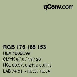 Color code: RGB 176 188 153 | qconv.com