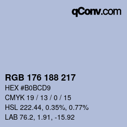 Code couleur: RGB 176 188 217 | qconv.com