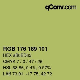 Color code: RGB 176 189 101 | qconv.com