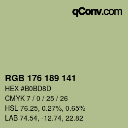 カラーコード: RGB 176 189 141 | qconv.com