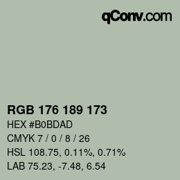 Farbcode: RGB 176 189 173 | qconv.com