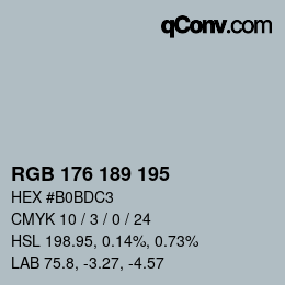 Color code: RGB 176 189 195 | qconv.com