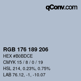 Color code: RGB 176 189 206 | qconv.com